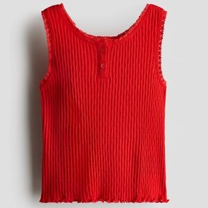 H&M Kids Red Lettuce Hem Tank Camisole